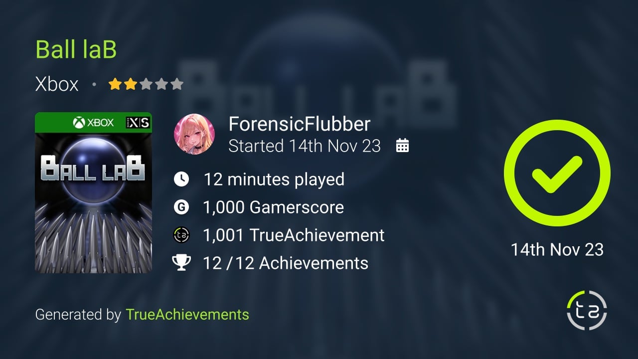 Ball laB achievement summary